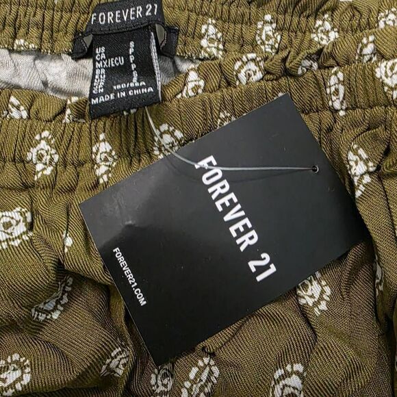 Forever 21 Medallion Print Sleeveless Tube Jumpsuit Olive Green Size Small - Picture 9 of 9